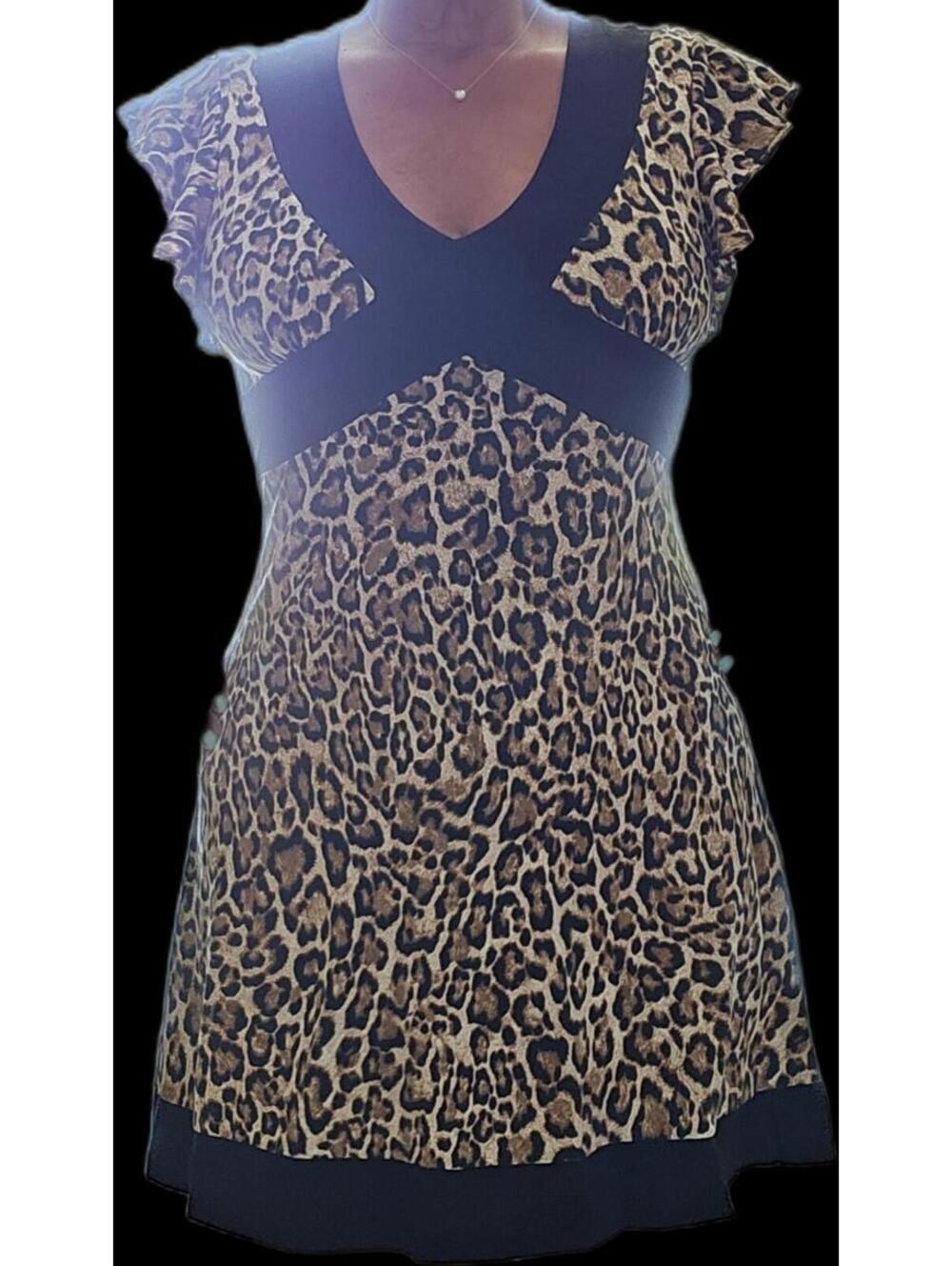 MICHAEL Kors Women's Animal Print Crisscross Border Dress Large EUC